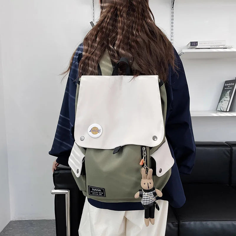 Large Capacity Backpack Contrast College Students Personality Schoolbag Women