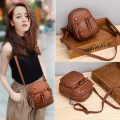 Women's Small Leather Shoulder Bag Multi-layer Phone Bag