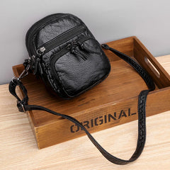 Women's Small Leather Shoulder Bag Multi-layer Phone Bag
