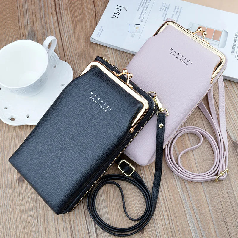 Women's Leather Phone Wallet Crossbody Bag