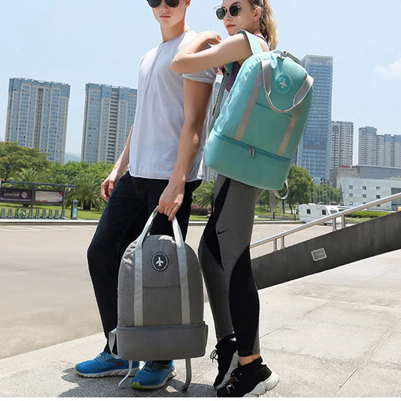 Women Gym Backpack Shoulder Bag with Independent Shoes Compartment