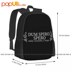 Dum Spiro Spero I Hope Backpack Large Capacity Print Training Eco Friendly