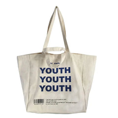 ELVASEK Canvas Shopping Bag Letters Print Cotton Shoulder Women Eco H