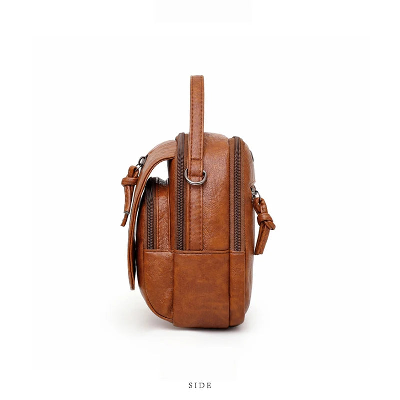 Vintage Soft Leather Shoulder Bag Large Capacity