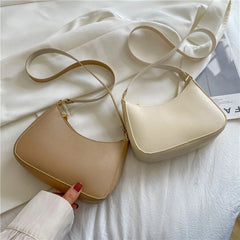 Retro Solid PU Leather Women's Shopping Bag Handbags Shoulder Underarm Bag