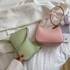 Retro Solid PU Leather Women's Shopping Bag Handbags Shoulder Underarm Bag