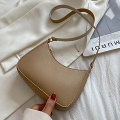 Retro Solid PU Leather Women's Shopping Bag Handbags Shoulder Underarm Bag