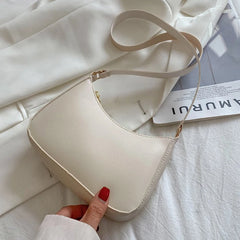Retro Solid PU Leather Women's Shopping Bag Handbags Shoulder Underarm Bag