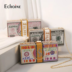Echoine Diamond Crystal Dollar Evening Clutch Wedding Purse