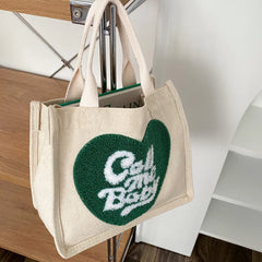 Eco Cotton Daily Handbag Lovely Fresh Plush Love Portable Canvas Bag