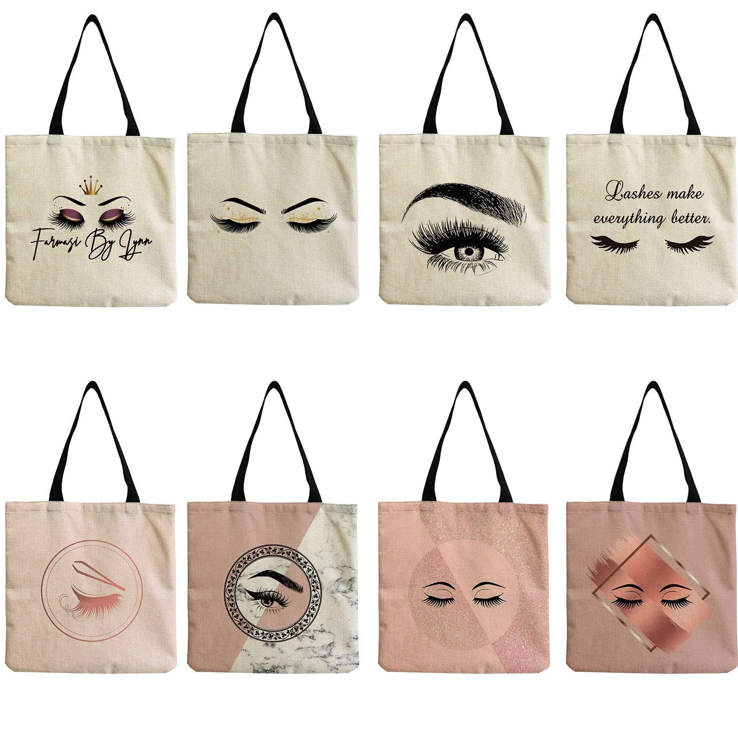 Eco-Friendly Portable Art Eyelashes Print Teacher Gift Tote Bag