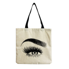 Eco-Friendly Portable Art Eyelashes Print Teacher Gift Tote Bag