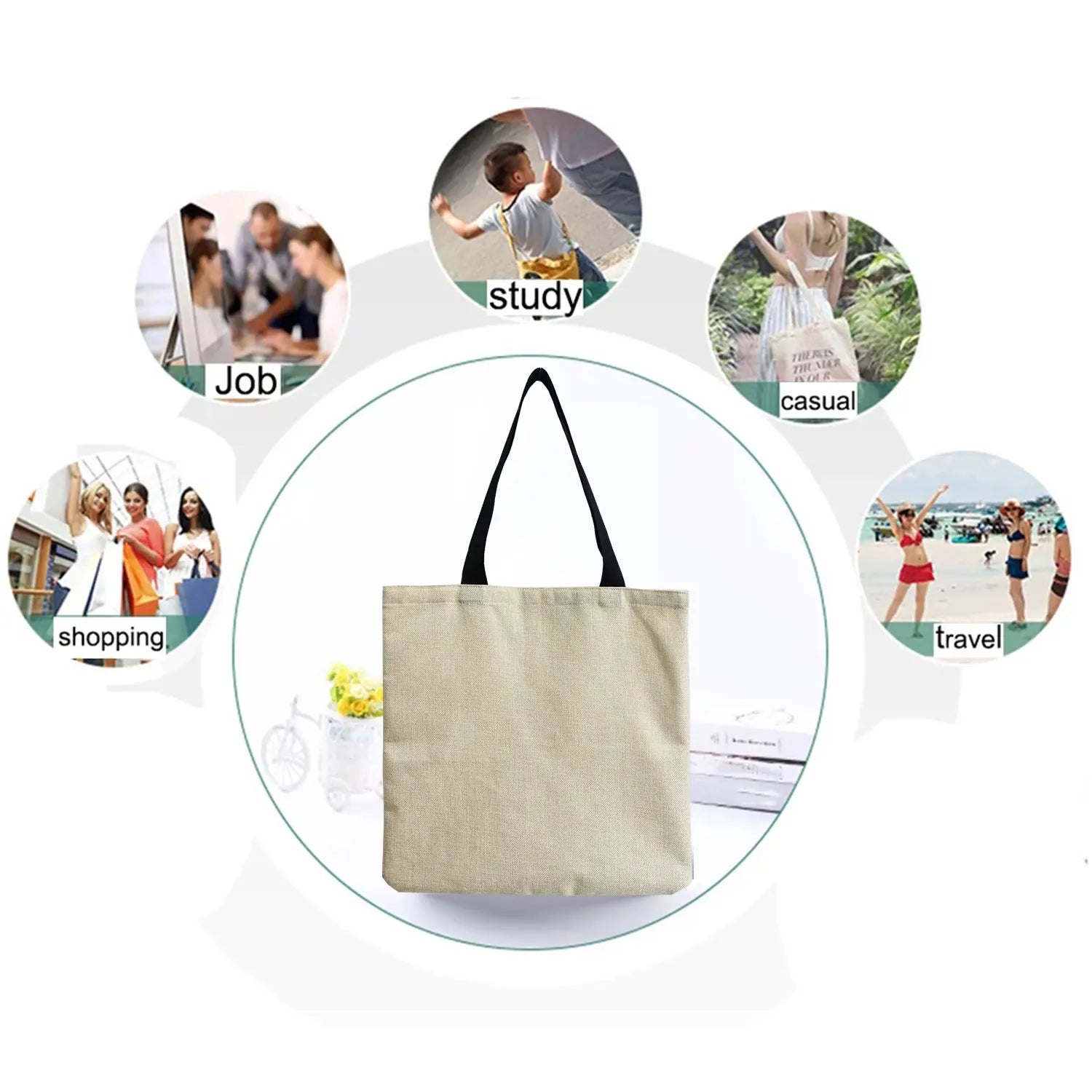 Eco Friendly Shoulder Bag Love Heart Print Tote Bag Women