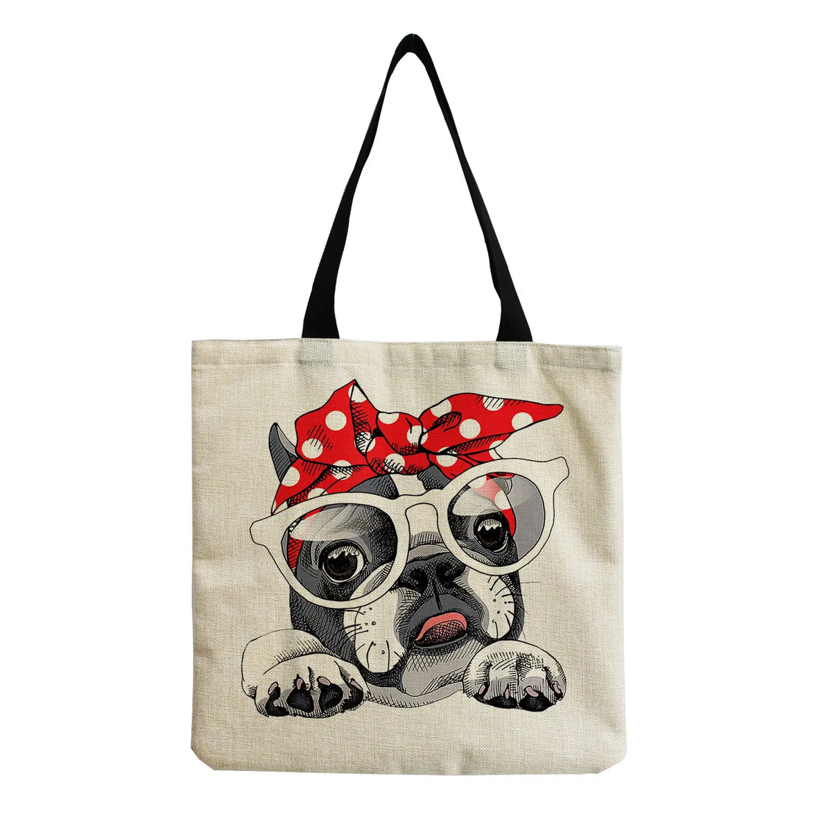 Reusable Dog Print Women's Shoulder Bag Travel Tote