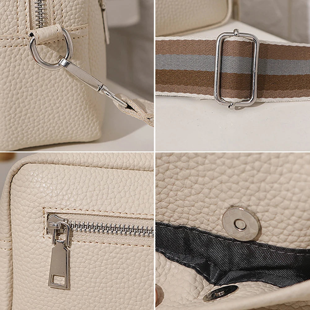 Elagent Leather Shoulder Bag Wide Strap Ladies Crossbody Bags
