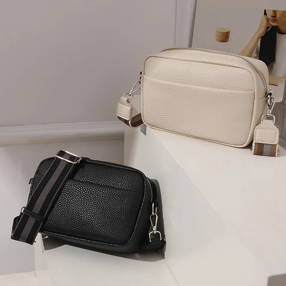 Elagent Leather Shoulder Bag Wide Strap Ladies Crossbody Bags
