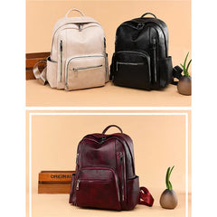 Leather Backpack Women Shoulder Bag Casual Purse School Bag