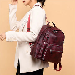 Leather Backpack Women Shoulder Bag Casual Purse School Bag
