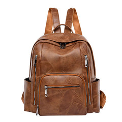 Leather Women's Backpack High Female Shoulder Bag Casual School Bag