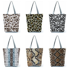 Snakeskin Pattern Women Tote Handbags Large Capacity Ladies Shoulder Bags
