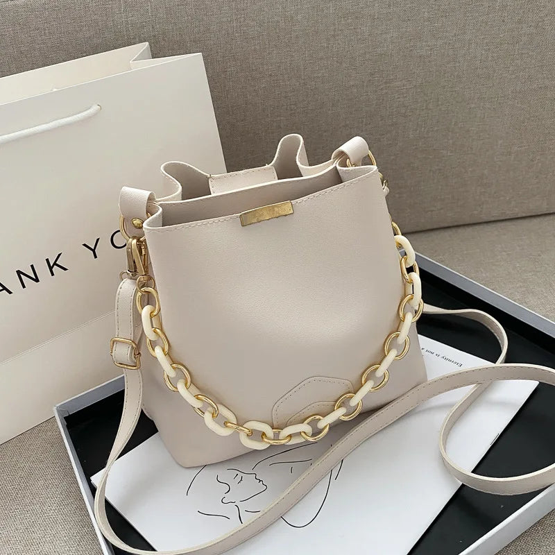 High-quality Leather Women's Tote Bucket Bag