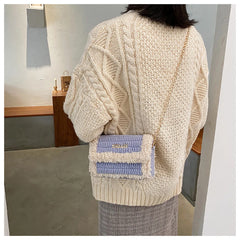 Wool Women's Chain Tote Handbag Shoulder Bag Purses DIY