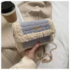 Wool Women's Chain Tote Handbag Shoulder Bag Purses DIY