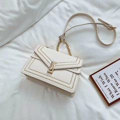 Women's Leather Square Crossbody Bag with Chain Strap