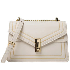 Women's Leather Square Crossbody Bag with Chain Strap