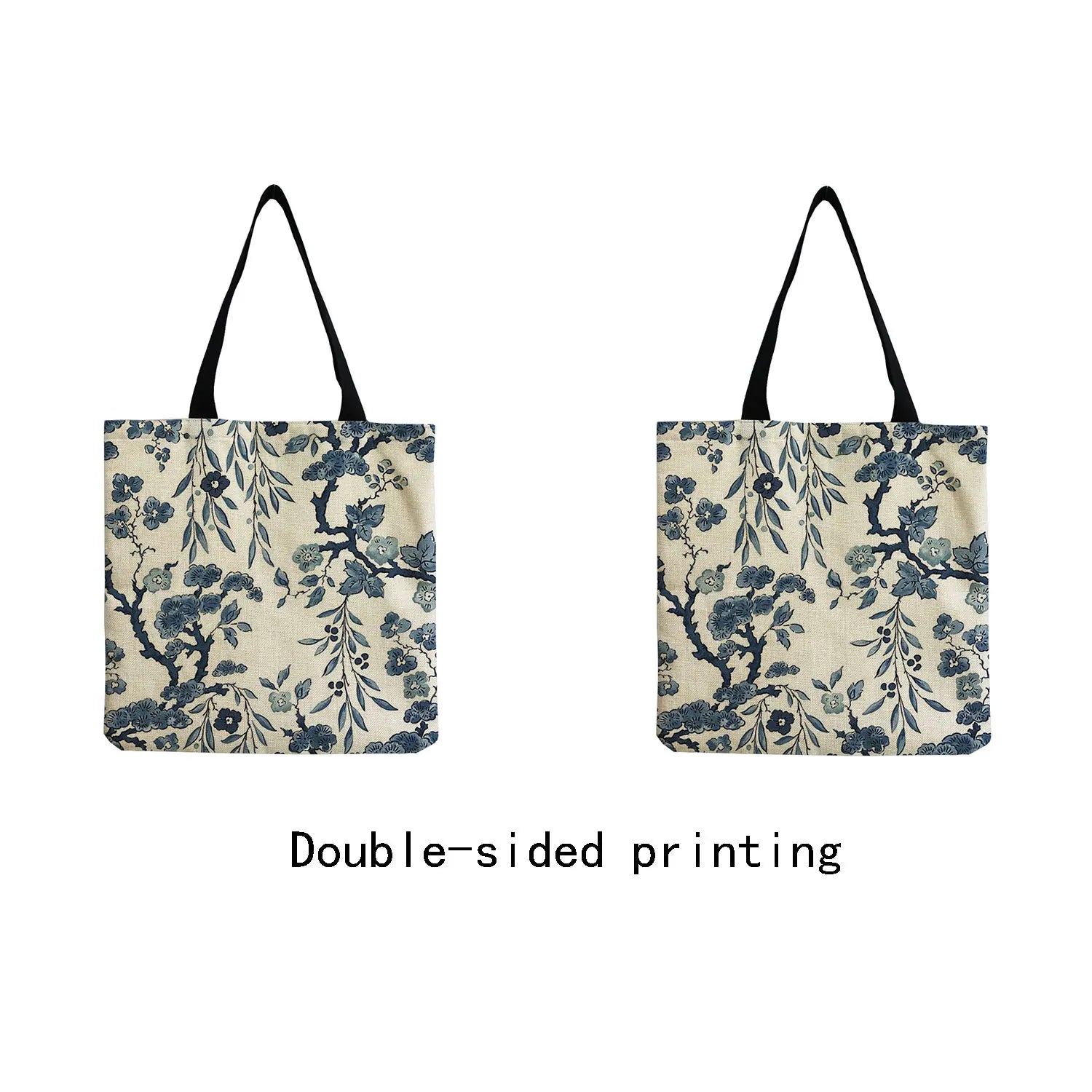 Floral Porcelain Geometry Shoulder Bag Ladies Casual Book Tote