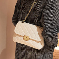 PU Leather Handbags for Women Shoulder Bags Female Soft Diamond Lattice Thread