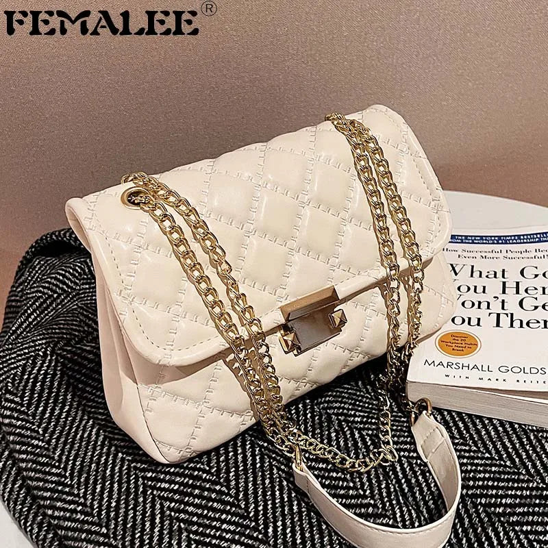 PU Leather Handbags for Women Shoulder Bags Female Soft Diamond Lattice Thread