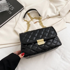 PU Leather Handbags for Women Shoulder Bags Female Soft Diamond Lattice Thread