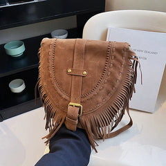 Temperament Shoulder Bag Women's Handbags Tassel Saddle Bag