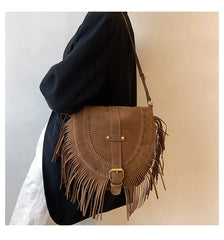 Temperament Shoulder Bag Women's Handbags Tassel Saddle Bag