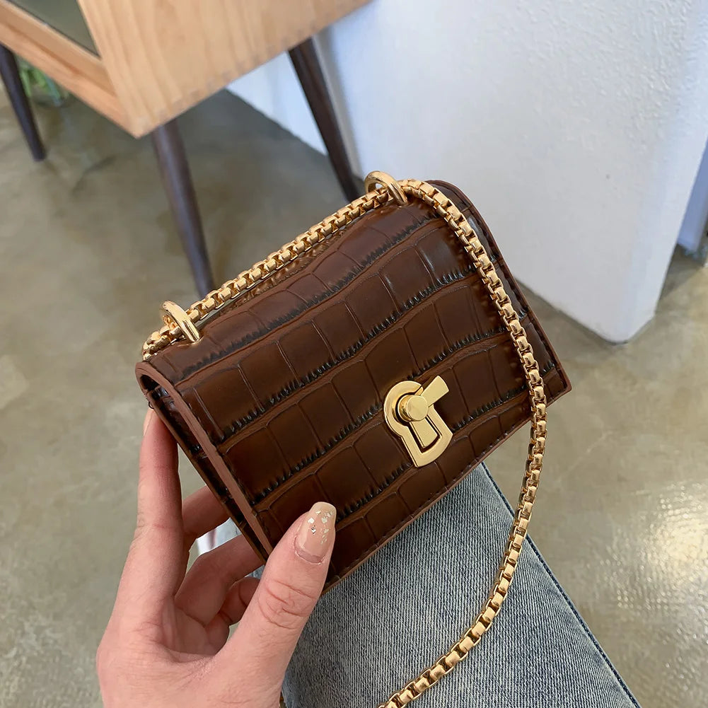 Women Mini Chain Shoulder Bag PU Leather Crossbody