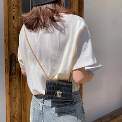 Women Mini Chain Shoulder Bag PU Leather Crossbody