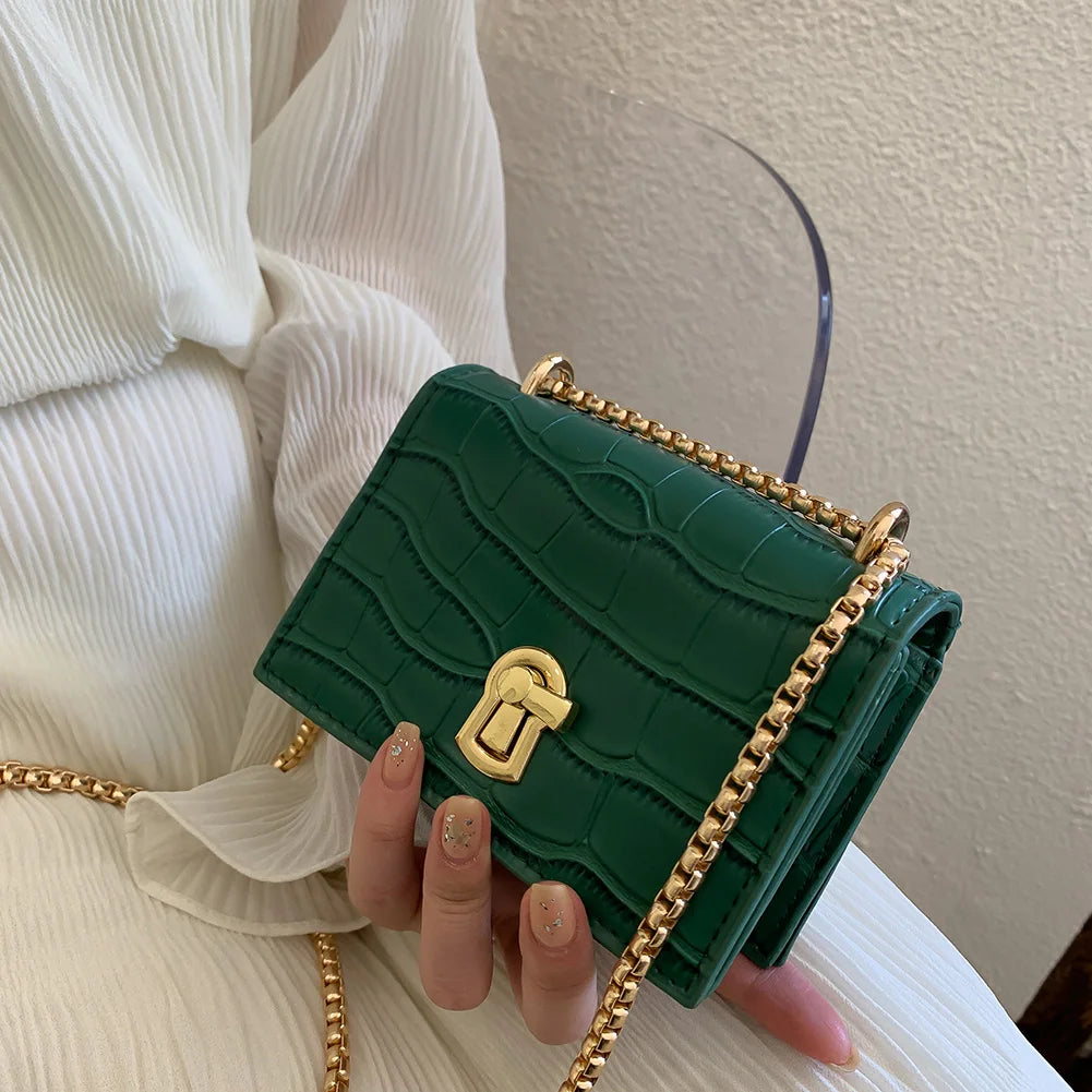 Women Mini Chain Shoulder Bag PU Leather Crossbody