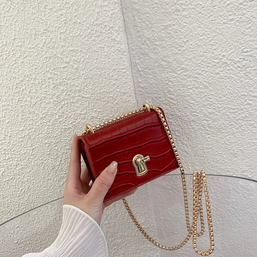 Women Mini Chain Shoulder Bag PU Leather Crossbody