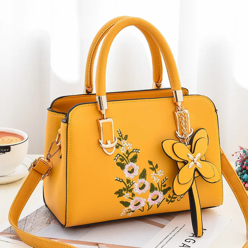 Fashionable Literary Embroidery Small Square Bag One-shoulder Mes