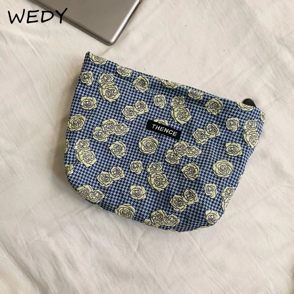 Embossed Rose Cosmetic Bag Large Capacity Portable Toiletry Wash Bag