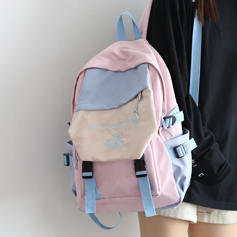 Girl's Embroidered Schoolbag, Junior Student Backpack