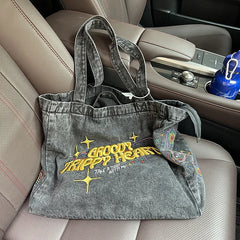 Denim Crossbody Bag for Women Travel Zipper Handbag Tote