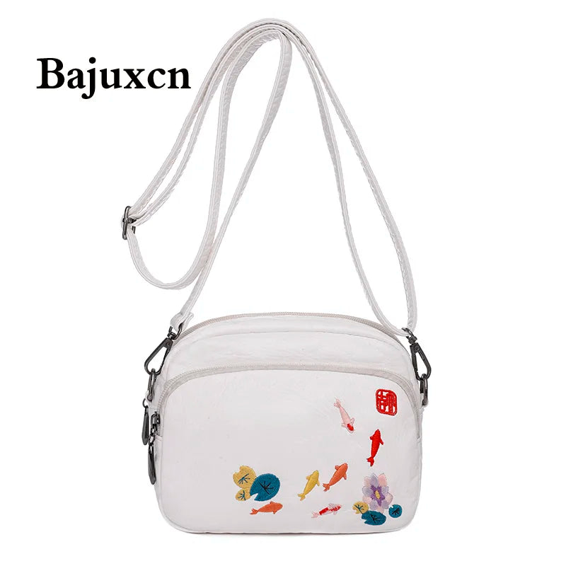 Soft PU Leather Mini Messenger Bag for Women in Brown