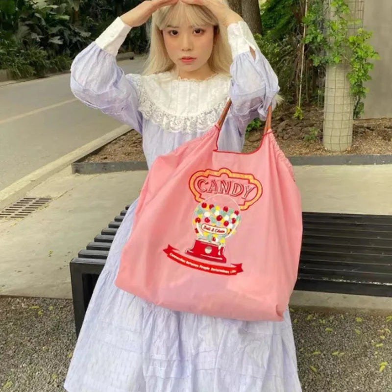 Embroidery Women Bag Handbag Shopping Nylon Shoulder Bag
