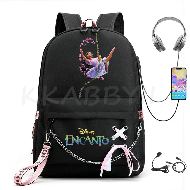 Encanto USB Backpack School Bag Laptop Rucksack Women Men Backbag