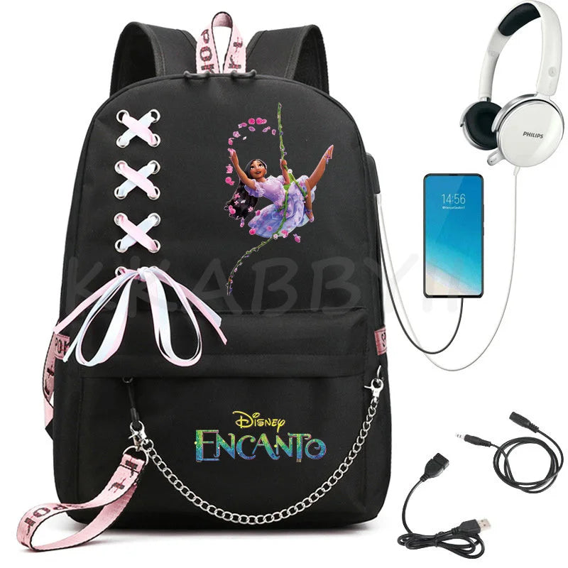 Encanto USB Backpack School Bag Laptop Rucksack Women Men Backbag