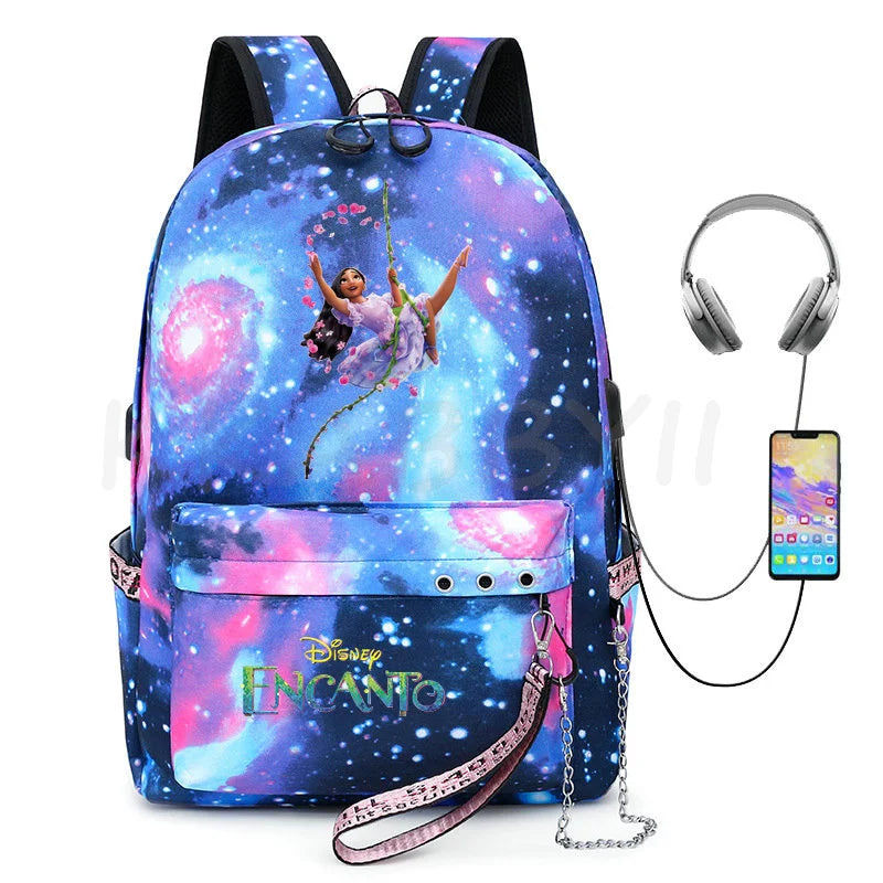 Encanto USB Backpack School Bag Laptop Rucksack Women Men Backbag