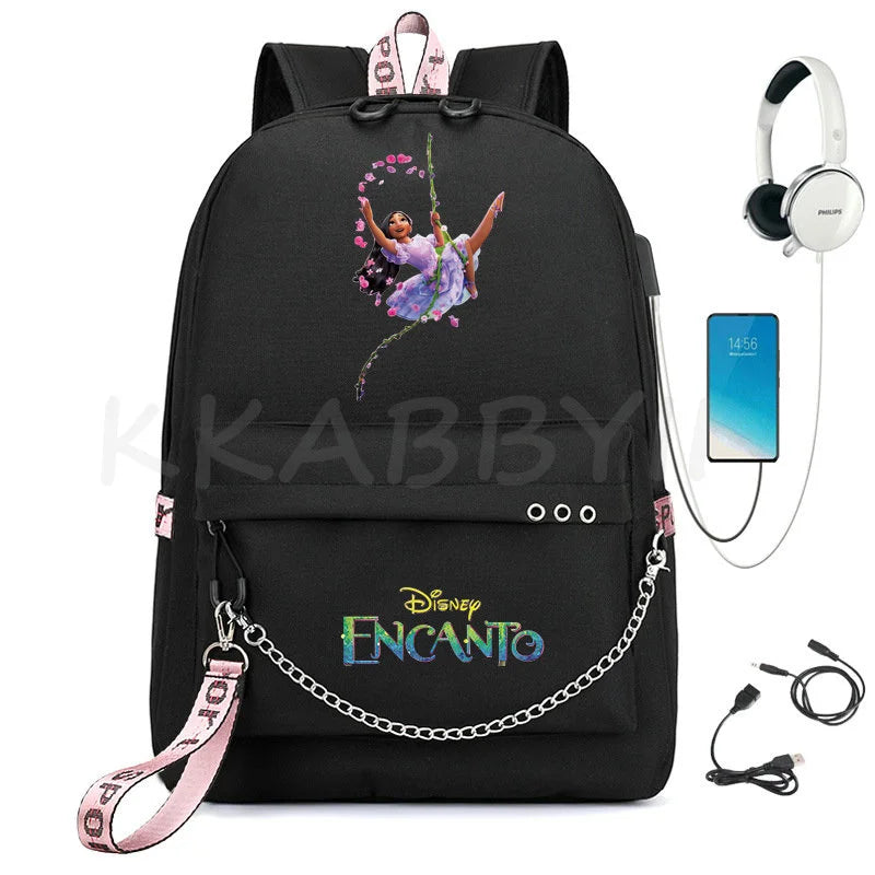 Encanto USB Backpack School Bag Laptop Rucksack Women Men Backbag