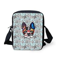 English Bulldog Prints Girl Small Travel Messenger Bag